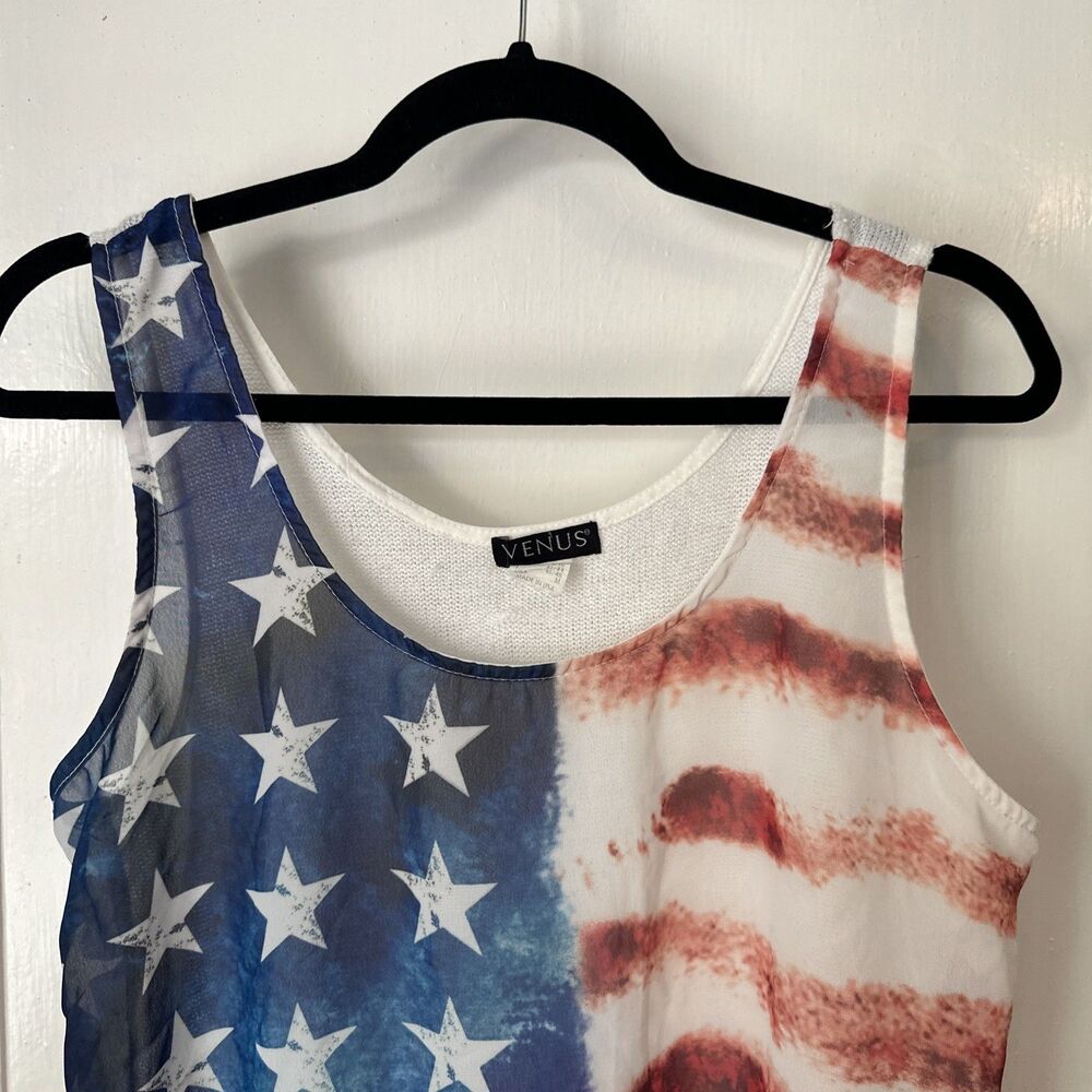 Venus American Flag Tank Womens Medium 4th Of July USA - Picture 2 of 10